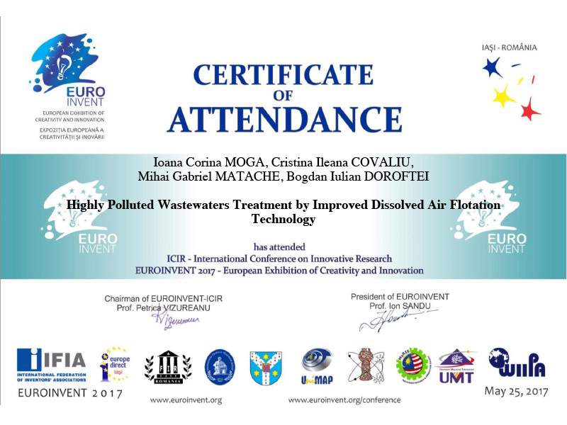 Certificate of Attendance Euroinvent - 2017